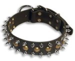 LEATHER SPIKED DOG COLLAR WITH STUDS 1 3/4" WIDE for Doberman