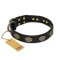 'Vintage Attraction' FDT Artisan Leather Doberman Collar with Old Bronze Look Plates