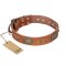 'Catchy Look' FDT Artisan Decorated Tan Leather Doberman Collar