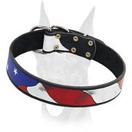 Gorgeous American flag painted leather Doberman collar