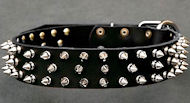 Black Spiked Leather Dog Collar for Doberman