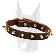Handmade luxury spiked leather collar for Doberman Handmade luxury spiked leather collar for Doberman