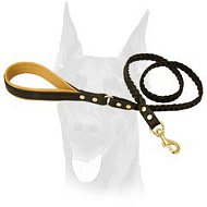 Handcrafted braided leather Doberman leash