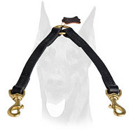 Walk your 2 Dobermans easily using this leather stitched coupler