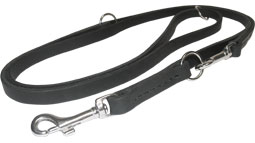 Multitask durable leather Doberman leash with two snap hooks and extra D-rings