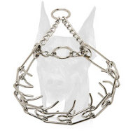 Doberman pinch collar chrome plated - 1/10 inch (2.3 mm) prong's diameter Doberman pinch collar chrome plated - 1/10 inch (2.3 mm) prong's diameter