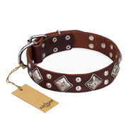 "King of Grace" FDT Artisan Brown Genuine Leather Doberman Collar for Walking "King of Grace" FDT Artisan Brown Genuine Leather Doberman Collar for Walking