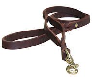 Fashion Double Handle Leather Dog Leash 3/4 inch on 5 FT