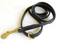 Flat Leather Leash 1/2 inch w/h brass plated snap for Doberman