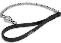 Doberman Chain Leash with Leather Handle