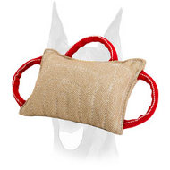 Dog bite pad made of jute with 3 handles