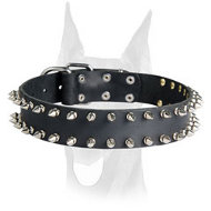 Handmade leather luxury spiked collar for Doberman