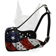 Patriotic Doberman painted leather muzzle
