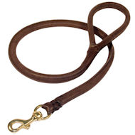 Natural Rolled Leather Dog Leash 3/4 inch for Doberman