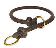 Round Leather Choke Collar/Silent Collar 1/2'' wide for Doberman