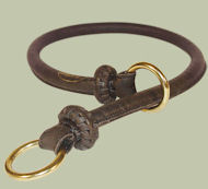 Round Leather Slip Collar-Rolled Choke Collar 1/2'' for Doberman