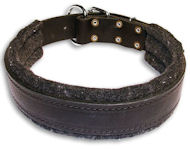 Wide Stitched Leather Dog Collar-D Ring in Front Doberman