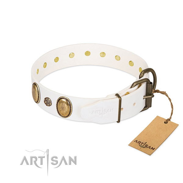 Comfy wearing top notch genuine leather dog collar