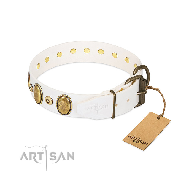 Gentle to touch full grain leather collar made for your doggie