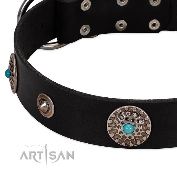 Handmade collar of full grain genuine leather for your beautiful canine