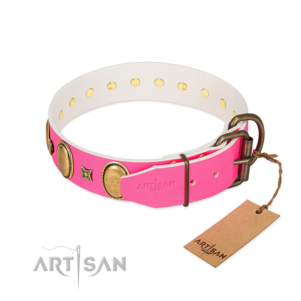 Flexible full grain genuine leather collar crafted for your dog