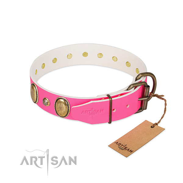 Everyday walking soft leather dog collar
