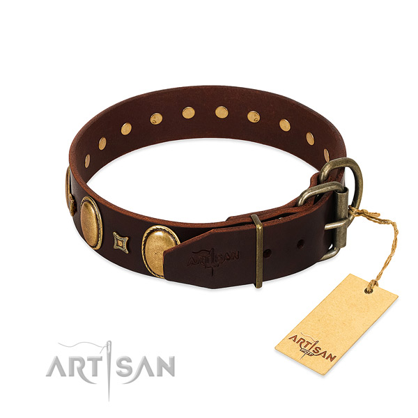 Soft genuine leather collar created for your canine