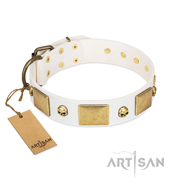 Gentle to touch leather collar created for your doggie