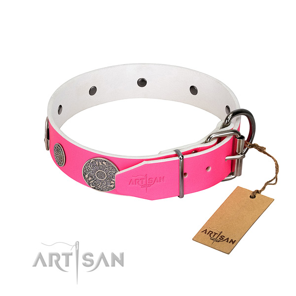 Handmade genuine leather collar for your beautiful four-legged friend