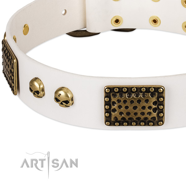 Reliable fittings on full grain natural leather dog collar for your pet