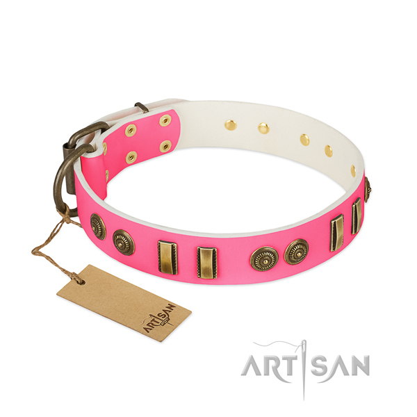 Stunning full grain genuine leather collar for your doggie