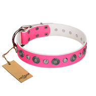 "Glamorous Shine" FDT Artisan Stylish Leather Doberman Collar with Old Silver-like Plated Decorations "Glamorous Shine" FDT Artisan Stylish Leather Doberman Collar with Old Silver-like Plated Decorations