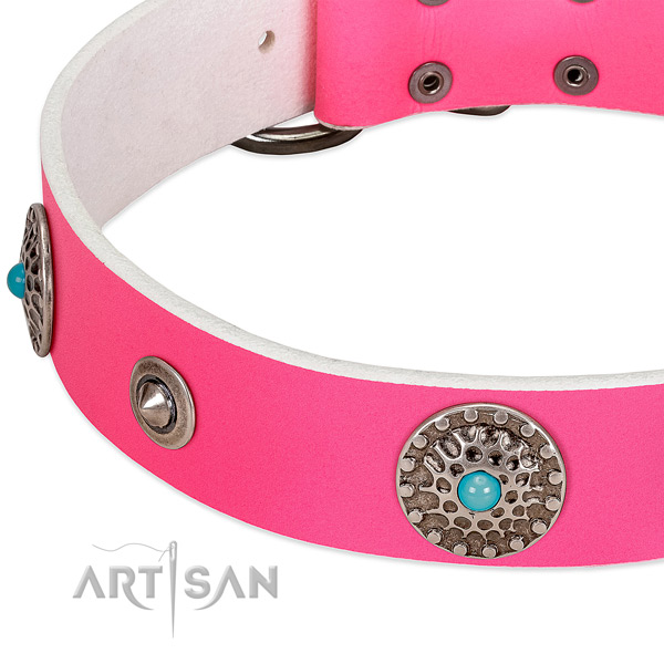 Exceptional collar of natural leather for your impressive doggie