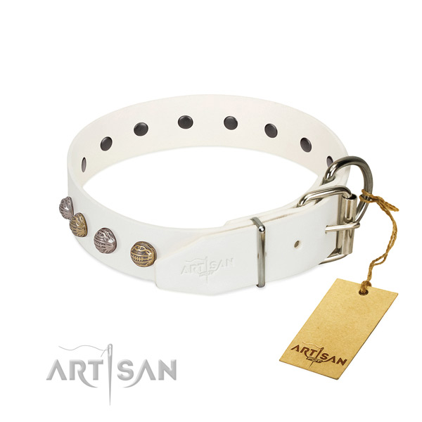 Everyday use soft to touch full grain natural leather dog collar