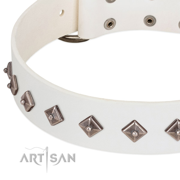 Stylish collar of full grain genuine leather for your pet