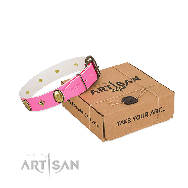High quality leather dog collar with stylish studs