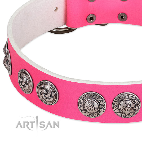 Designer genuine leather dog collar for walking