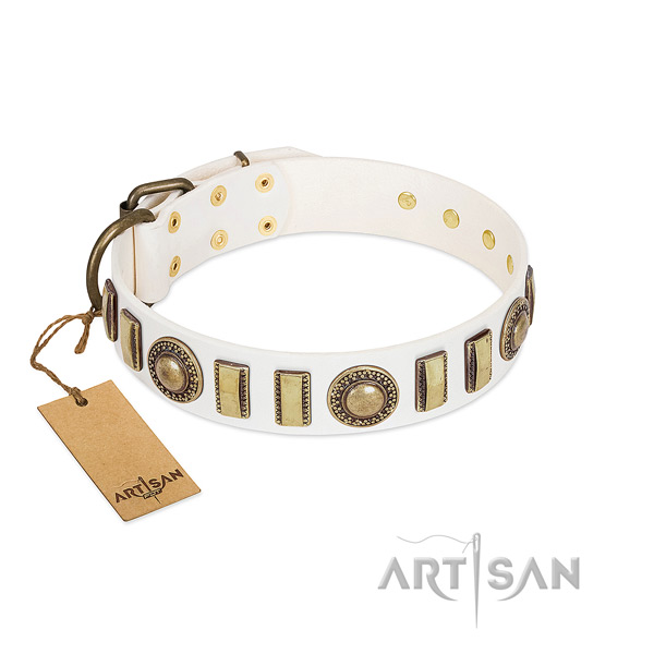Awesome leather dog collar with durable traditional buckle