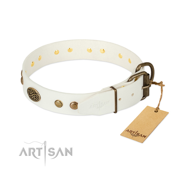 Reliable fittings on full grain natural leather dog collar for your dog