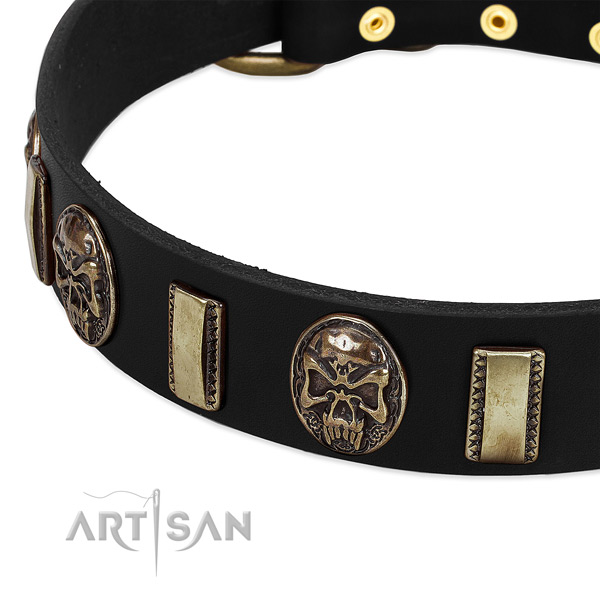 Rust resistant hardware on full grain genuine leather dog collar for your dog