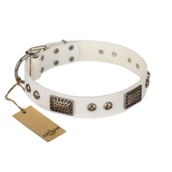 "Terrific Beauty" FDT Artisan Beguiling White Leather Doberman Collar "Terrific Beauty" FDT Artisan Beguiling White Leather Doberman Collar