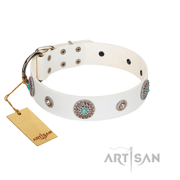 Gentle to touch leather dog collar handmade for your pet
