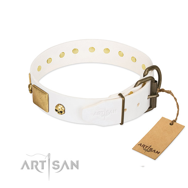 Soft to touch leather collar handmade for your four-legged friend