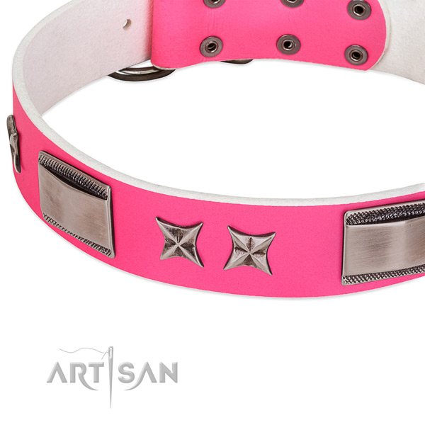 Adjustable collar of leather for your lovely doggie
