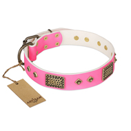 "Frenzy Candy" FDT Artisan Decorated Pink Leather Doberman Collar "Frenzy Candy" FDT Artisan Decorated Pink Leather Doberman Collar