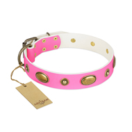 "Beauty Queen" FDT Artisan Pink Leather Doberman Collar with Gentle Decorations "Beauty Queen" FDT Artisan Pink Leather Doberman Collar with Gentle Decorations