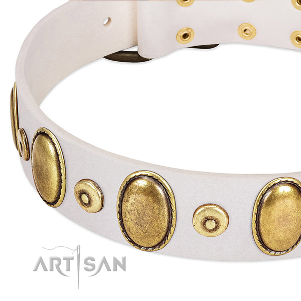 High quality full grain natural leather collar handmade for your four-legged friend