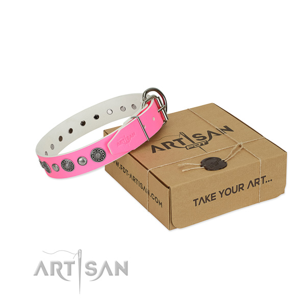 Genuine leather collar with rust-proof fittings for your lovely canine
