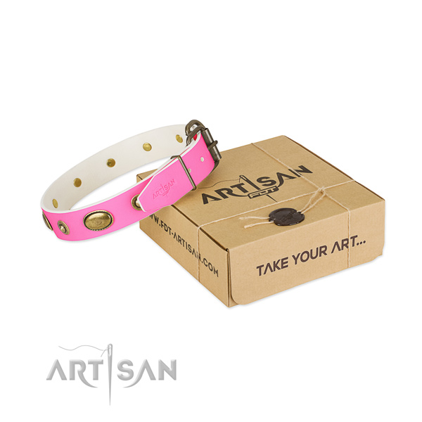 Fine quality full grain genuine leather collar for your attractive doggie