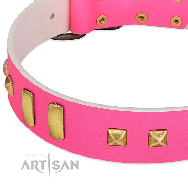 Exquisite full grain genuine leather collar for your impressive pet
